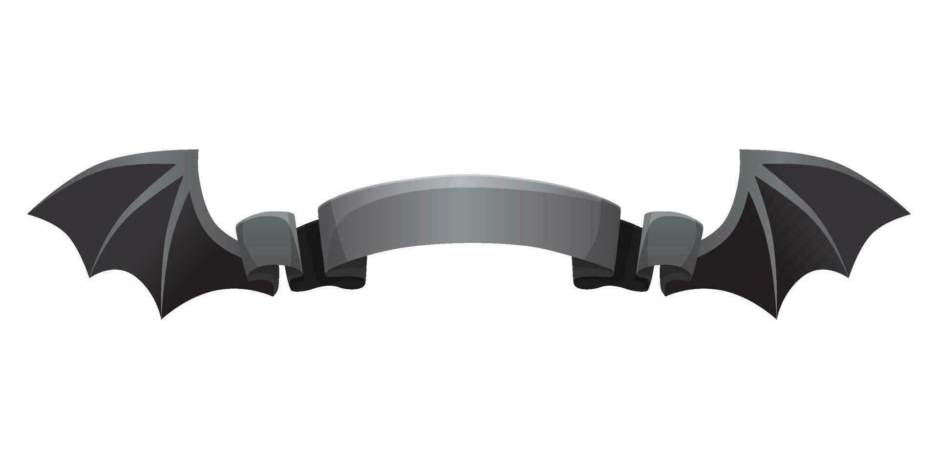 Black ribbon with devil wings for Halloween. vector
