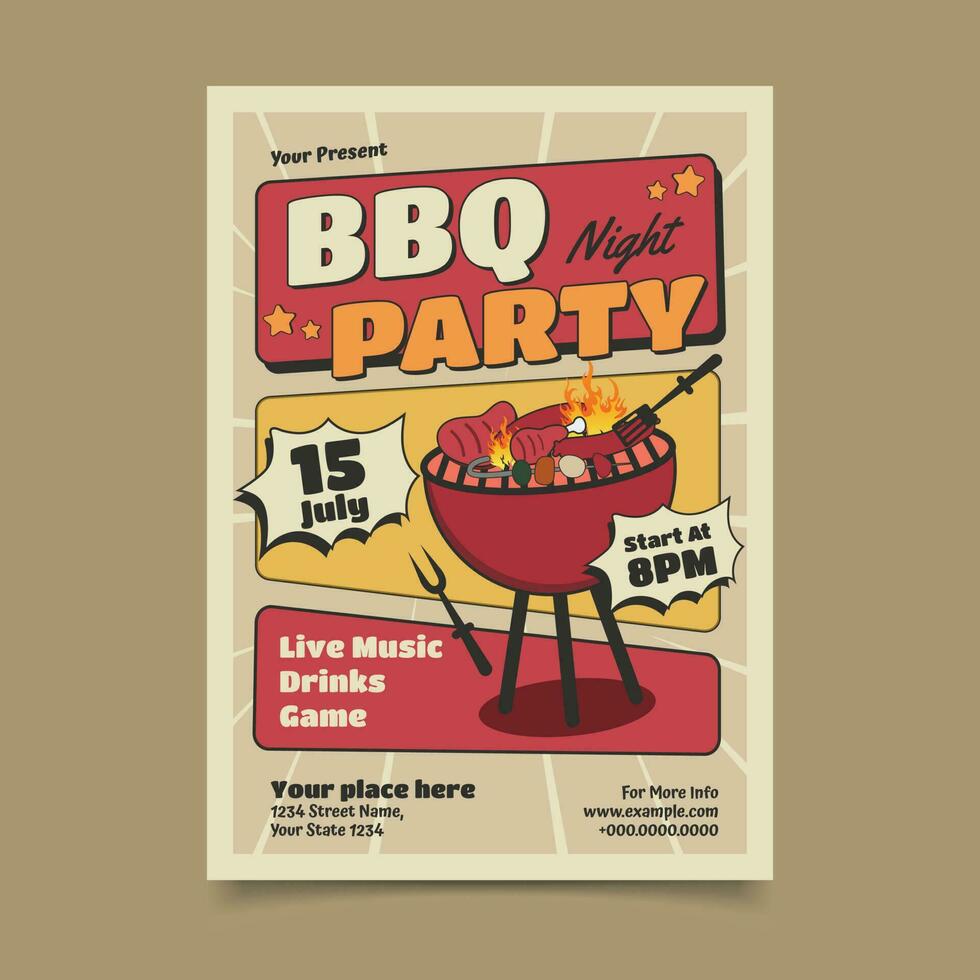 Get Your Grill On - BBQ Night Party Flyer Templates for an Unforgettable Event vector