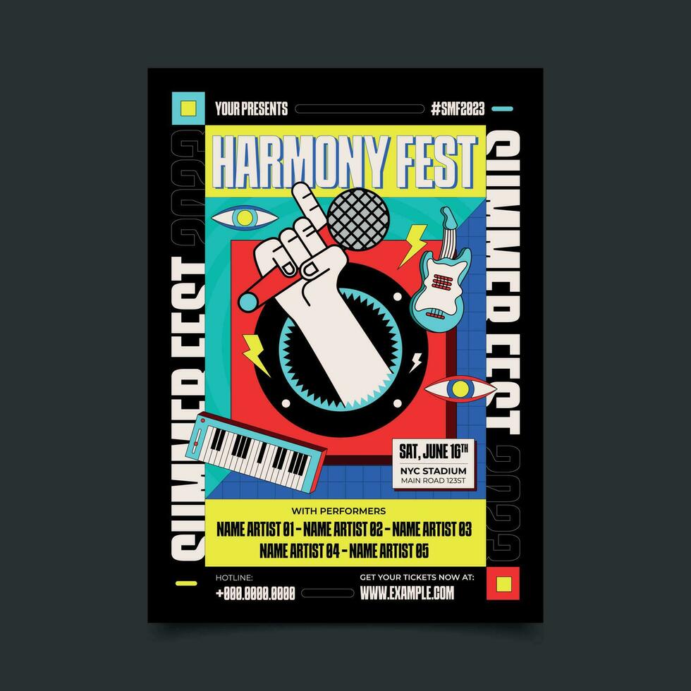 Get Ready for the Hottest Summer Music Festival of the Year. Flyer Design vector