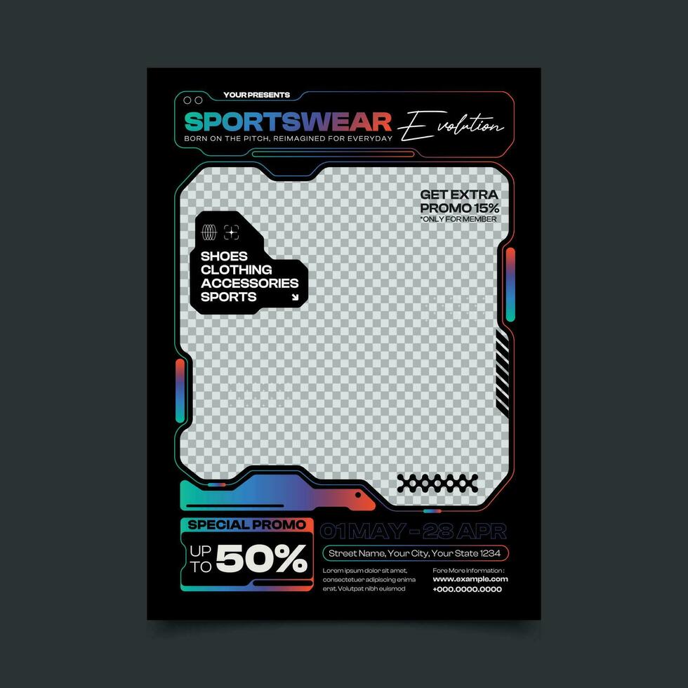 ropa de deporte rebaja volantes diseño modelo vector