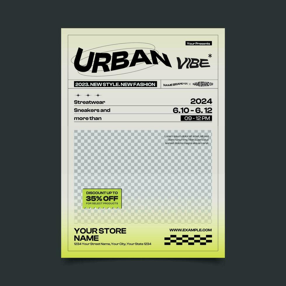 Urban Fashion Sale Flyer Print Template vector