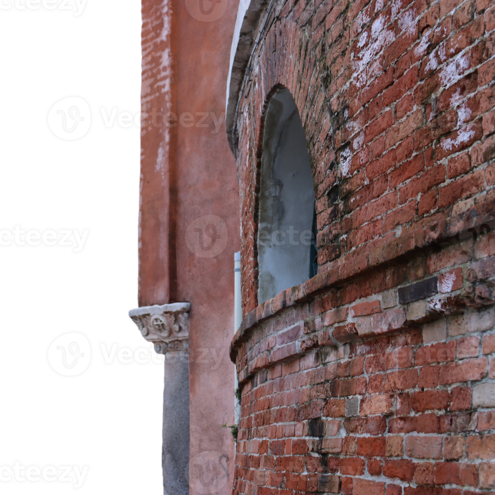 View of the Fondamenta del Monastero in Venice, Italy. Street scene, windows and balcony, old wall. png