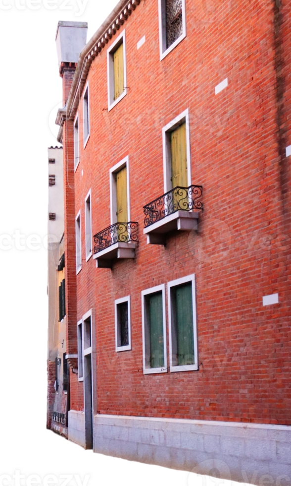 View of the ancient old european street and canal in Italy. Street scene, old wall and window png