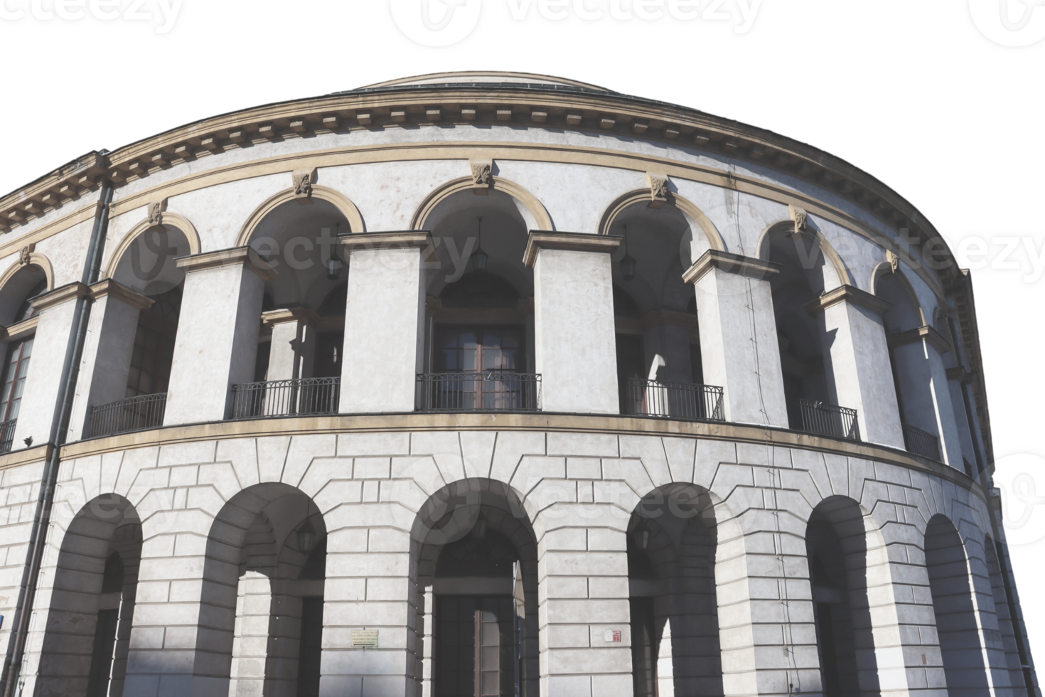 Old european architecture. Typical old Poland buildings landscape, Warsaw isolated PNG photo with transparent background. Street scene, old buildings. High quality cut out scene element.