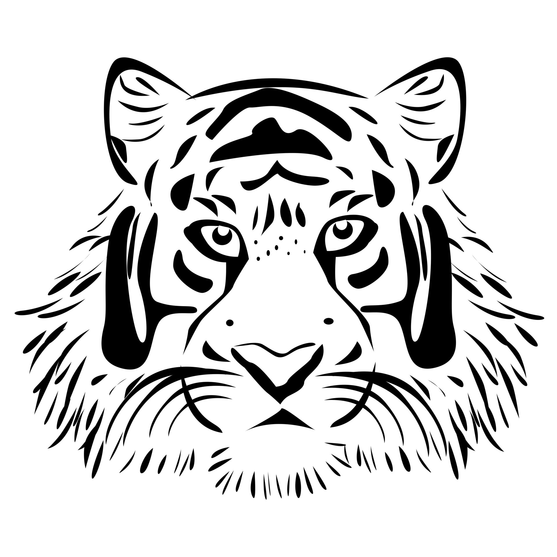 black and white tiger clipart