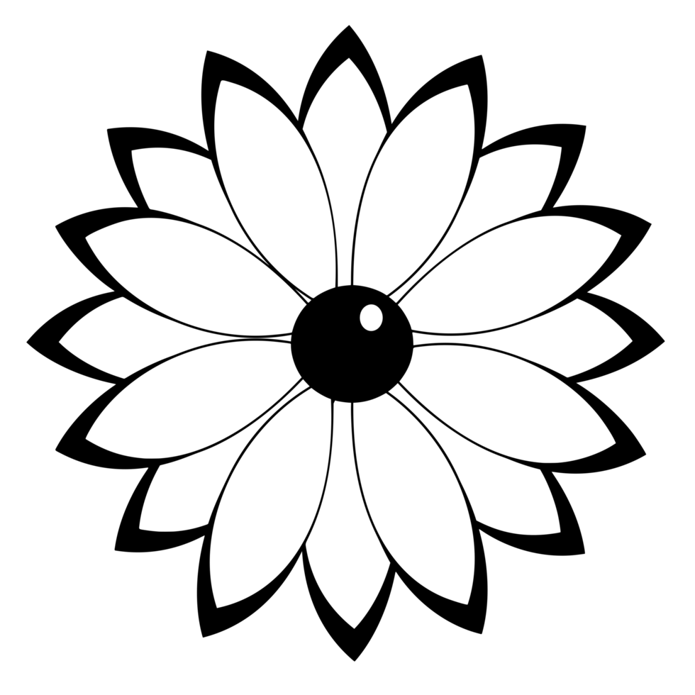 svart och vit söt blomma png