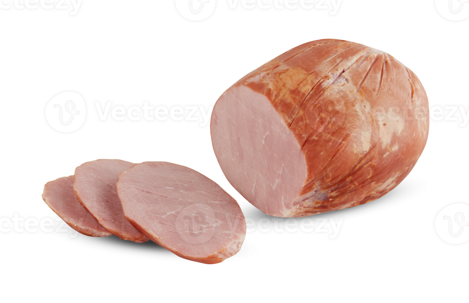 Fresh slice ham with cut out isolated on background transparen png