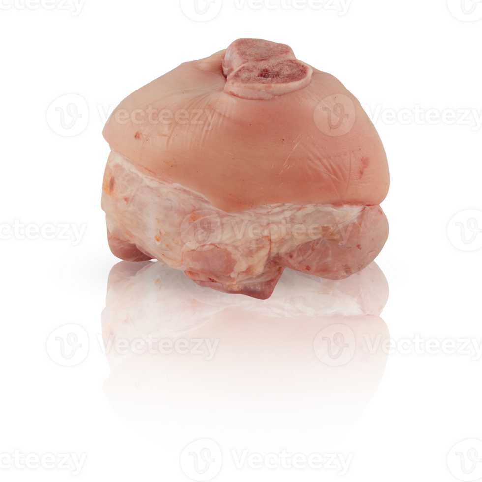 Fresh pork feet on the bone with cut out isolated shadow reflection on background transparent png