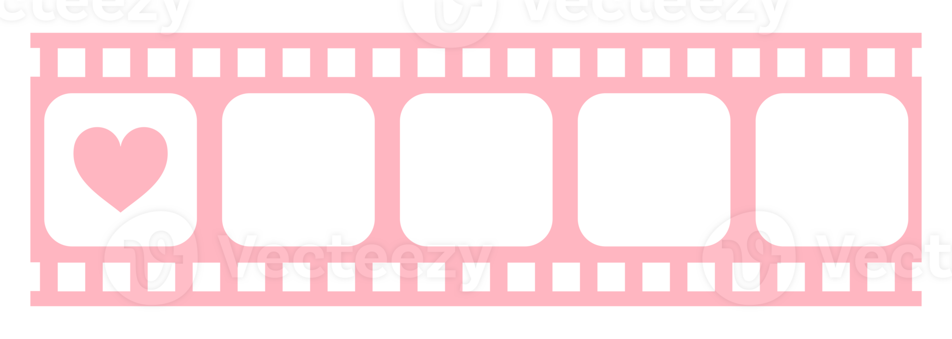 Heart Shape in the Filmstrip Silhouette, Movie Sign for Romantic or Romance or Valentine Series, Love or Like Rating Level Icon Symbol for Romanticism Movie Story. Rating 1. Format PNG