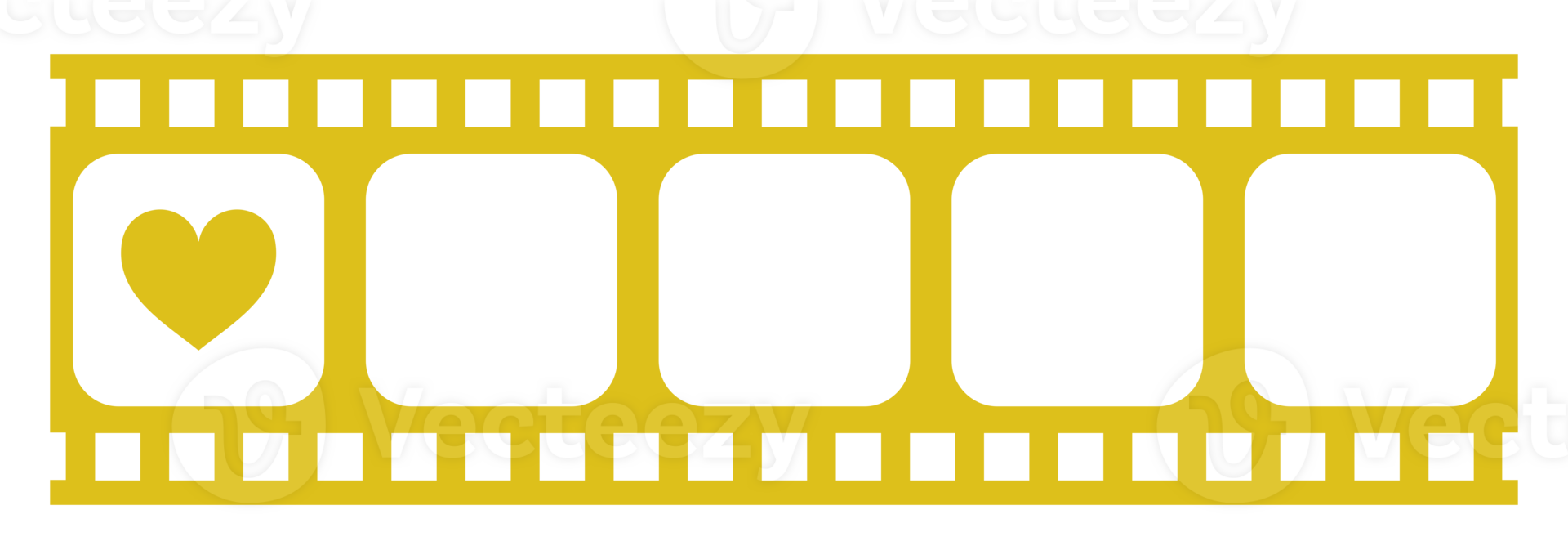 Heart Shape in the Filmstrip Silhouette, Movie Sign for Romantic or Romance or Valentine Series, Love or Like Rating Level Icon Symbol for Romanticism Movie Story. Rating 1. Format PNG