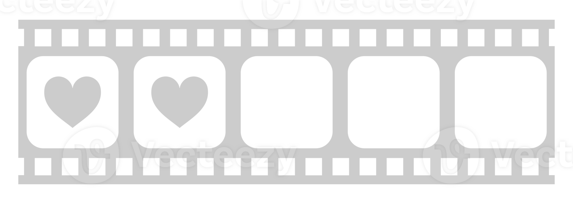 Herz gestalten im das Filmstreifen Silhouette, Film Zeichen zum romantisch oder Romantik oder Valentinstag Serie, Liebe oder mögen Bewertung Niveau Symbol Symbol zum Romantik Film Geschichte. Bewertung 2. Format png