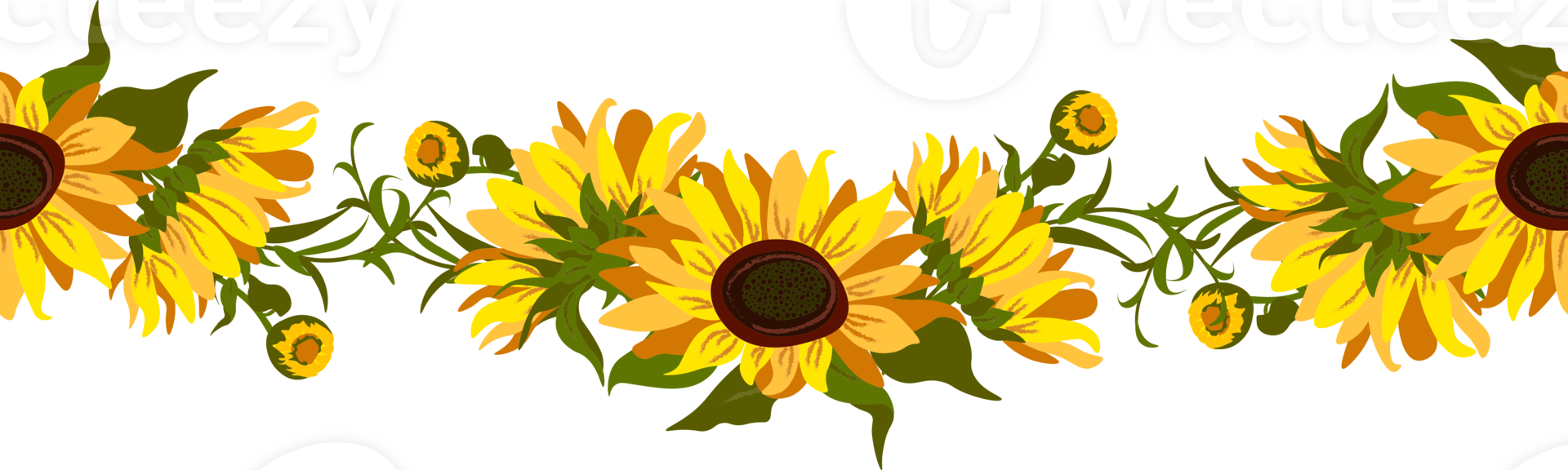 girasol frontera flores png