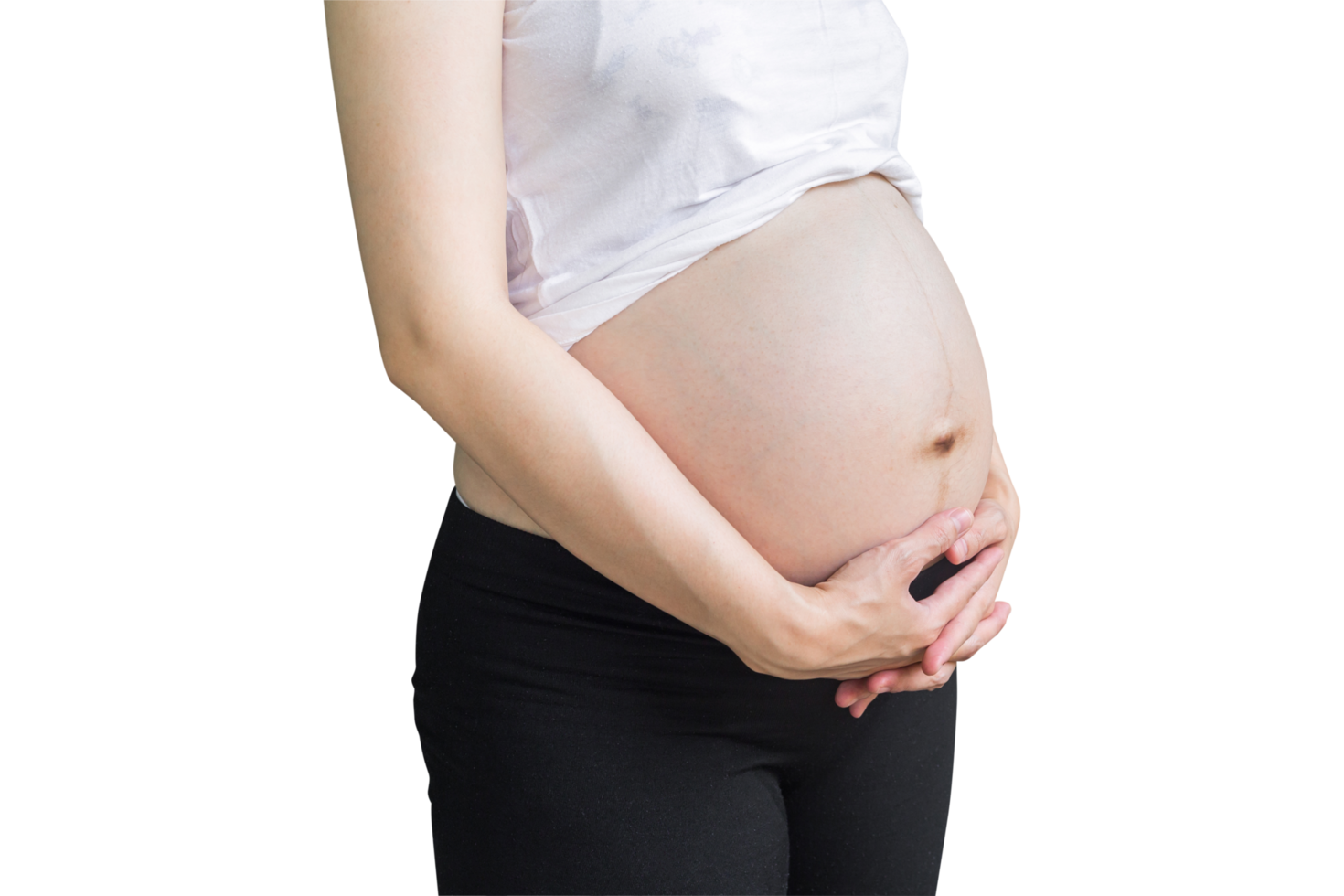Woman pregnant isolated on transparent background. Png realistic design element.
