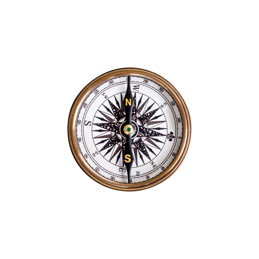 compass isolated on transparent background. Png realistic design element.