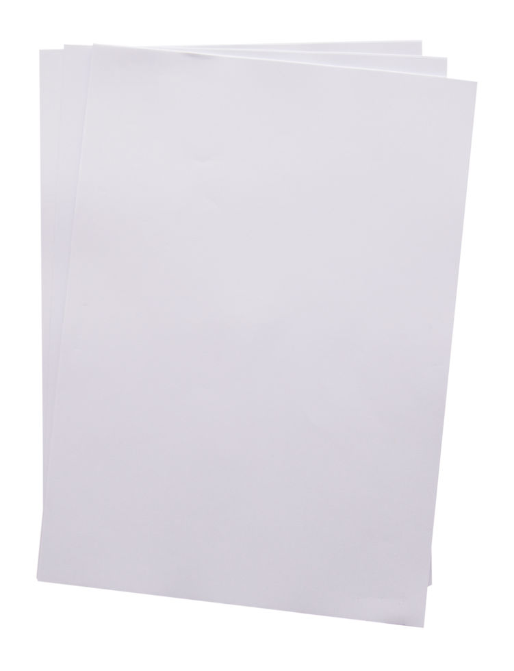 White paper isolated on transparent background. Png realistic design element.