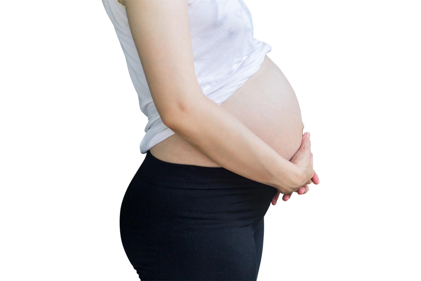 Woman pregnant isolated on transparent background. Png realistic design element.