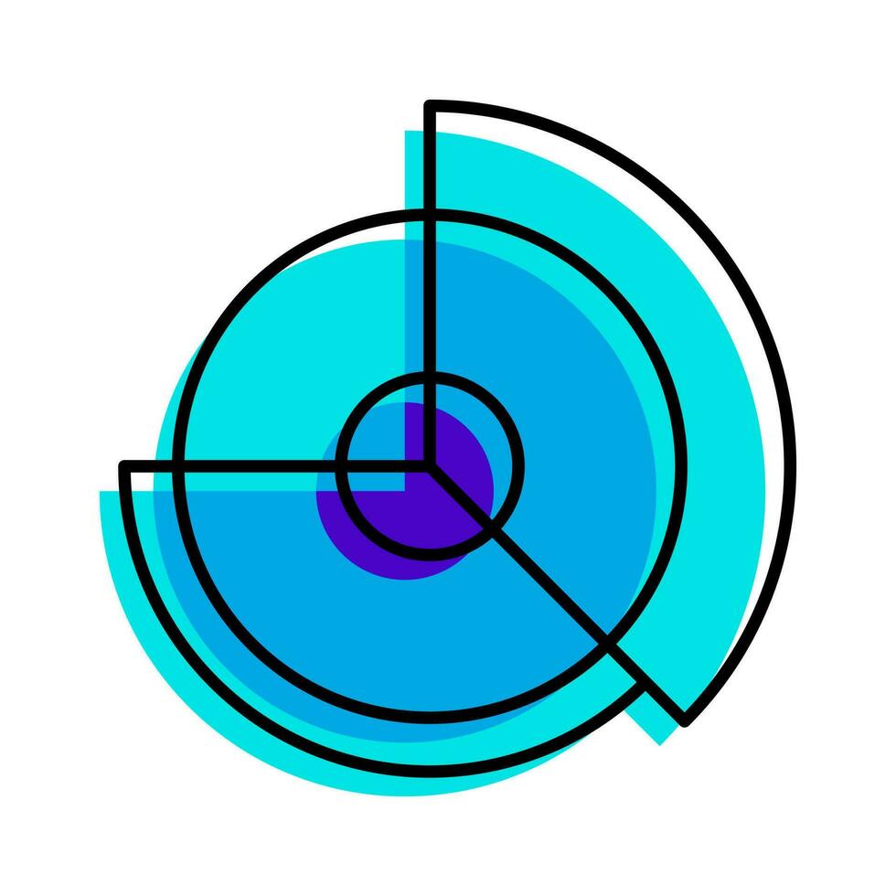 pie graph diagram chart outline blue icon vector illustration