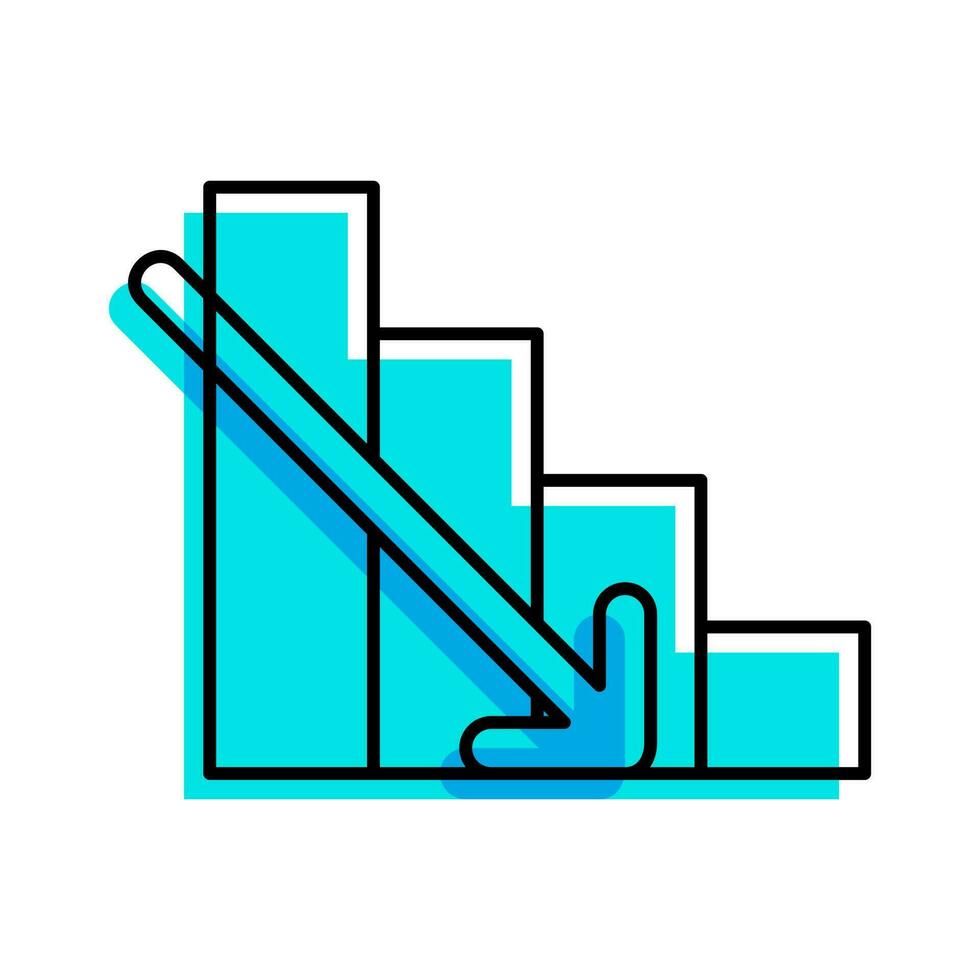 decreasing down diagram chart bar outline blue icon vector illustration