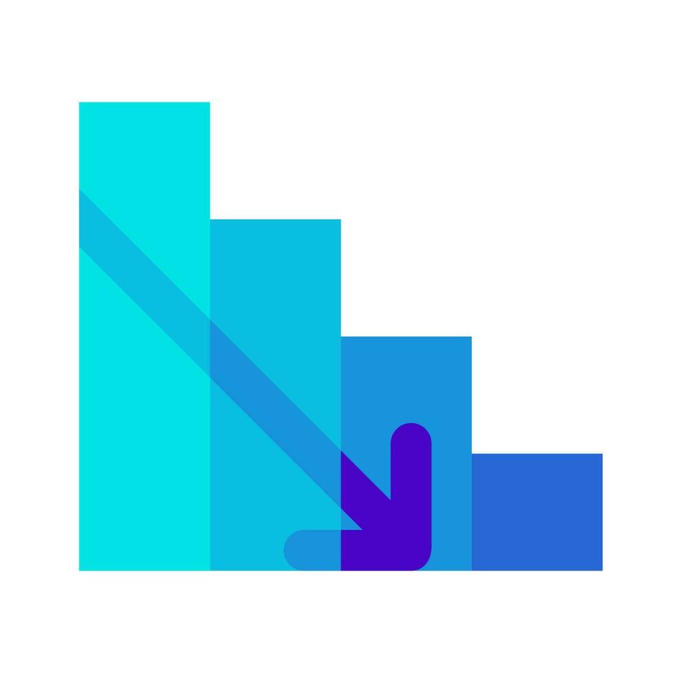decrease down graph diagram chart blue icon vector illustration