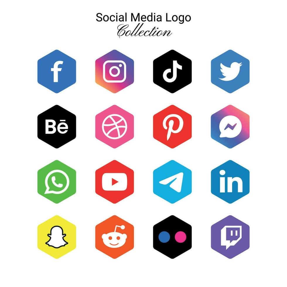 popular social red símbolos, social medios de comunicación logo íconos colección vector