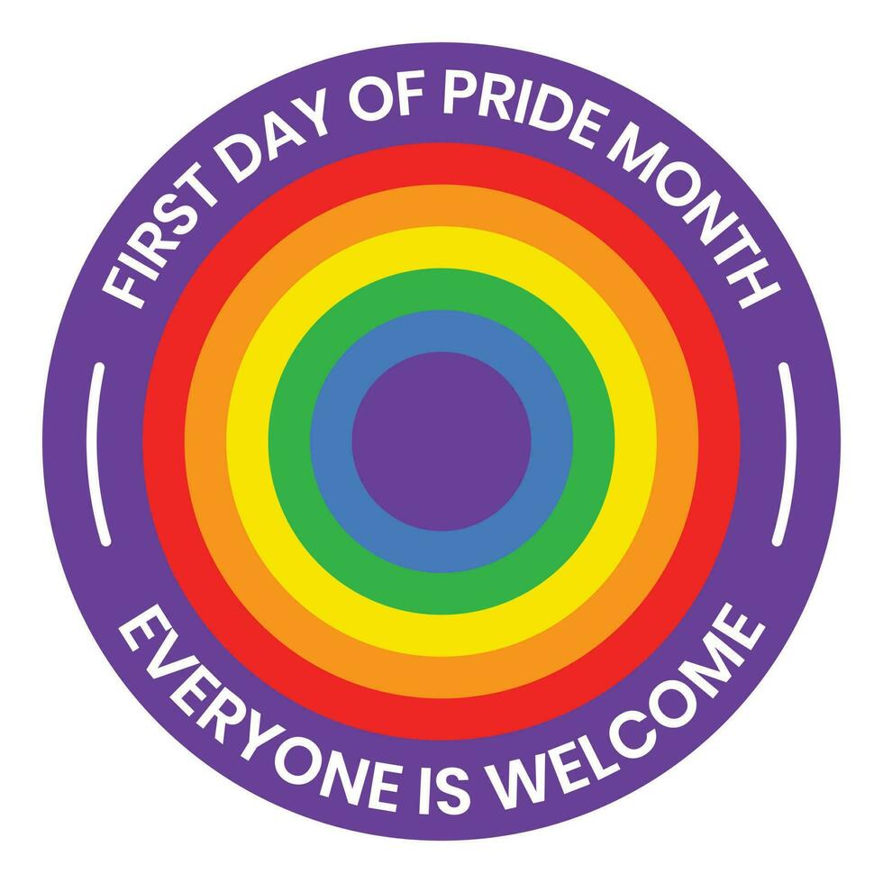 First Day of Pride Month in the United States Badge, LGBTQ Pride Quotes Rubber, Stamp, Seal, Sticker, Logo, tshirt design, Emblem, Banner, Poster, June 1st Day Design, lgbtq love Vector Illustration