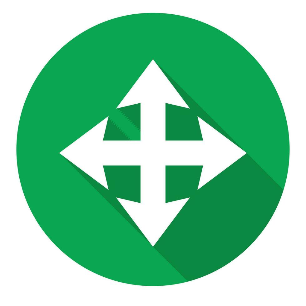 left 3d arrow icon vector illustration, flat icon with long shadow