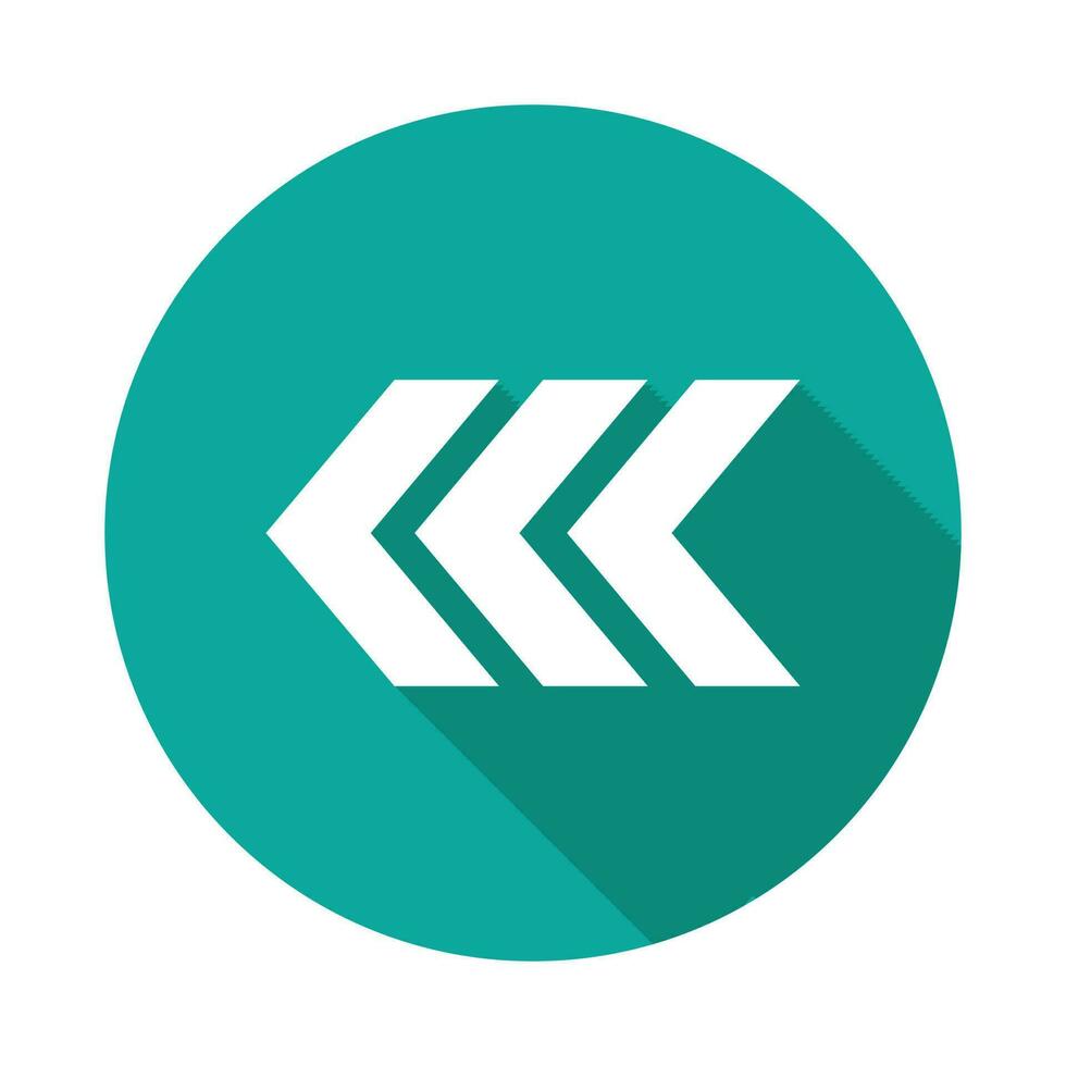 left 3d arrow icon vector illustration, flat icon with long shadow
