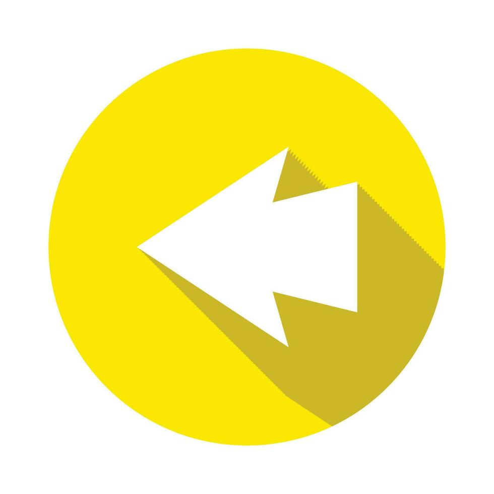 left 3d arrow icon vector illustration, flat icon with long shadow