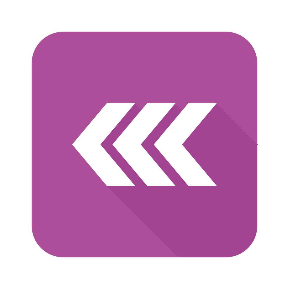 left 3d arrow icon vector illustration, flat icon with long shadow