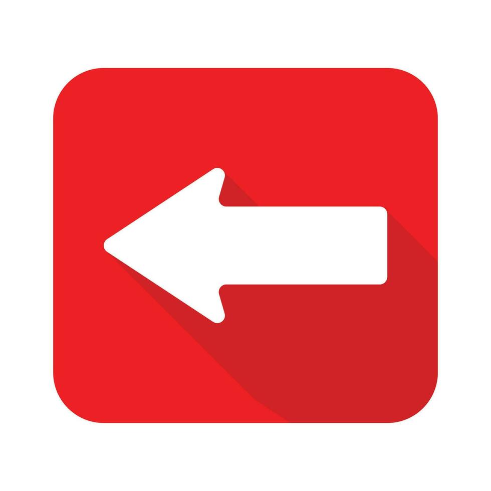 left 3d arrow icon vector illustration, flat icon with long shadow