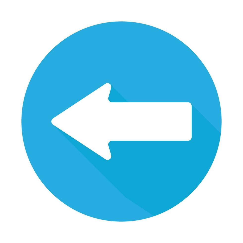 left 3d arrow icon vector illustration, flat icon with long shadow