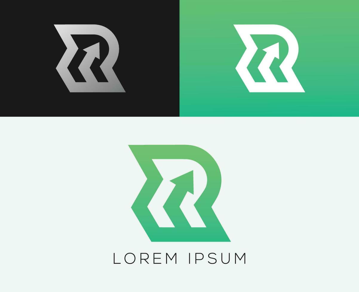 Initial Alphabet 'R' Growth Logo Design Template vector