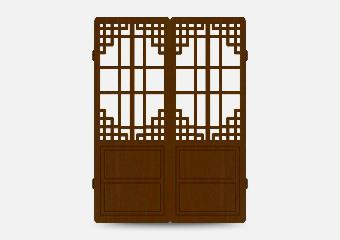 Traditional korean ornament frame pattern. Set of door and window antique decoration art. Silhouette vector illustration.