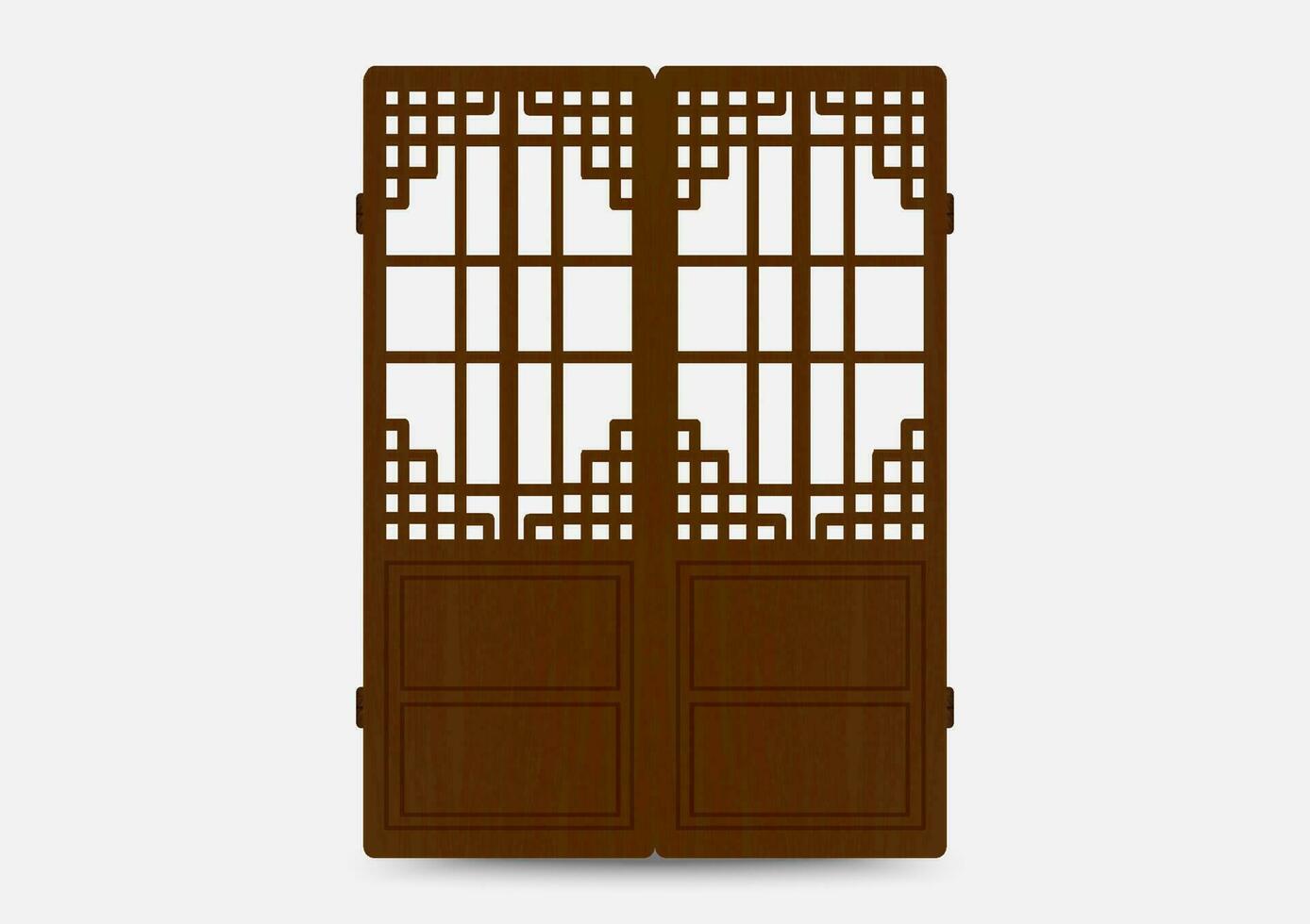 patrón de marco de adorno tradicional coreano. conjunto de puerta y ventana decoracion antigua art. ilustración vectorial de silueta. vector