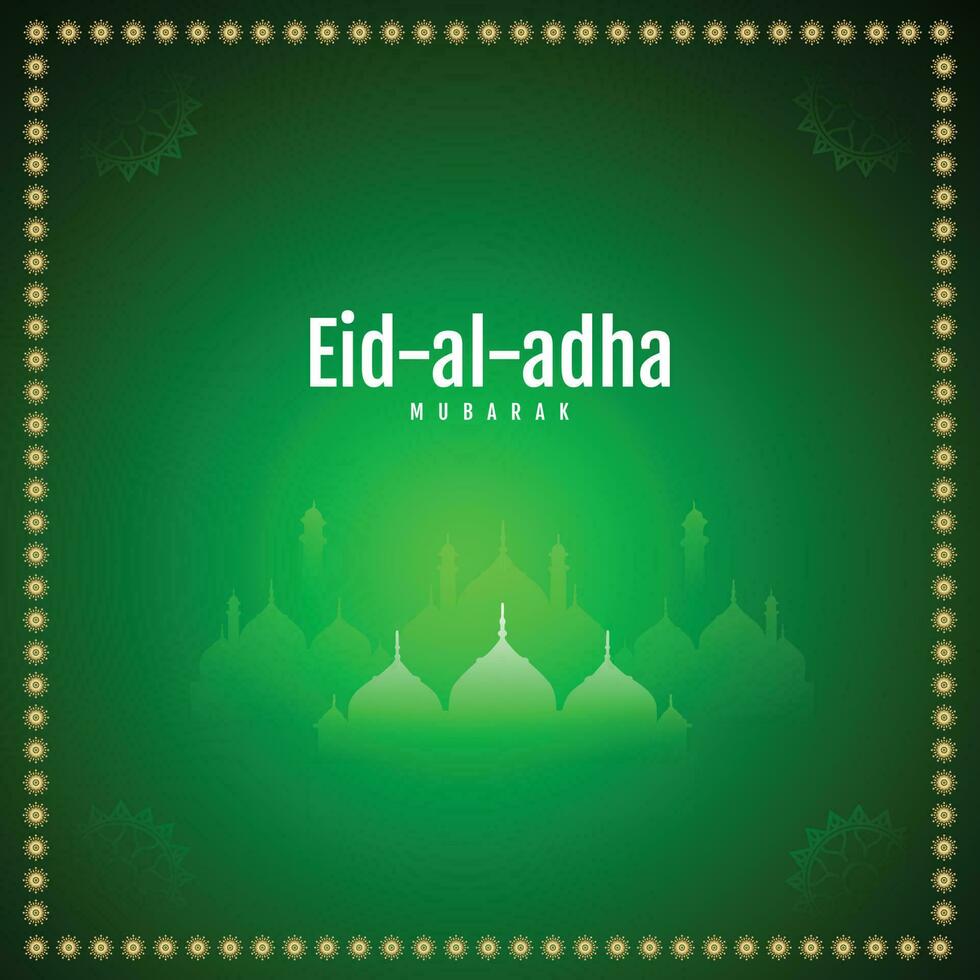 Vector eid al adha bakrid festival banner design with mosque and mandala