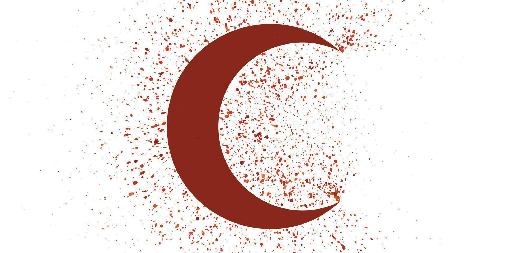 splatter effect of symbol CRESCENT MOON muslim islam sign with red color blood vector