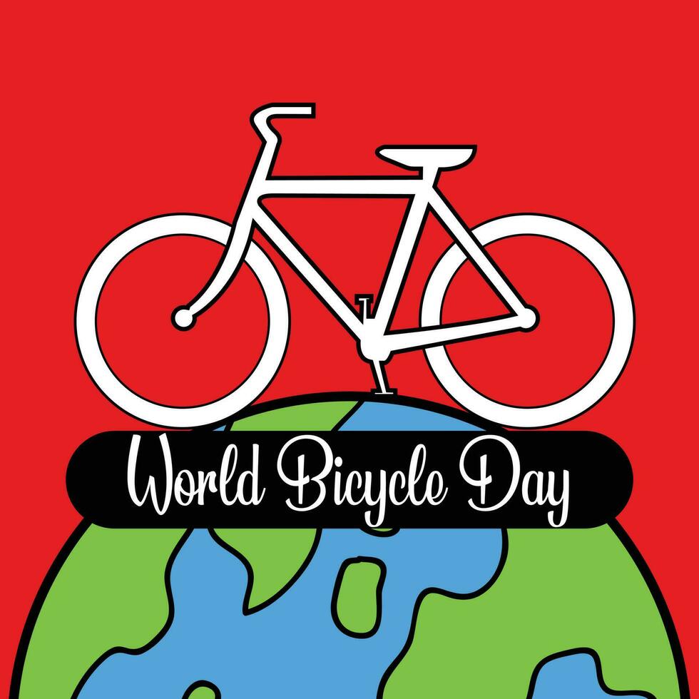 mundo bicicleta día vector antecedentes. bicicleta silueta aislado bicicleta día junio 3 póster diseño