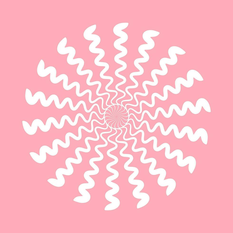 White spiral swirl motion circle on pink background. Vector illustration.