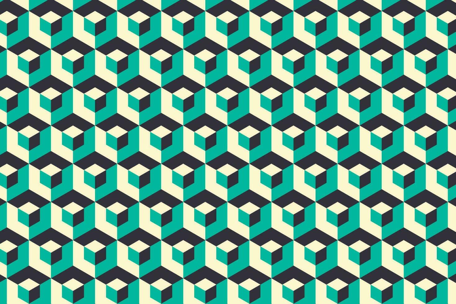 3d optical illusion cubic block pattern. Vector background.