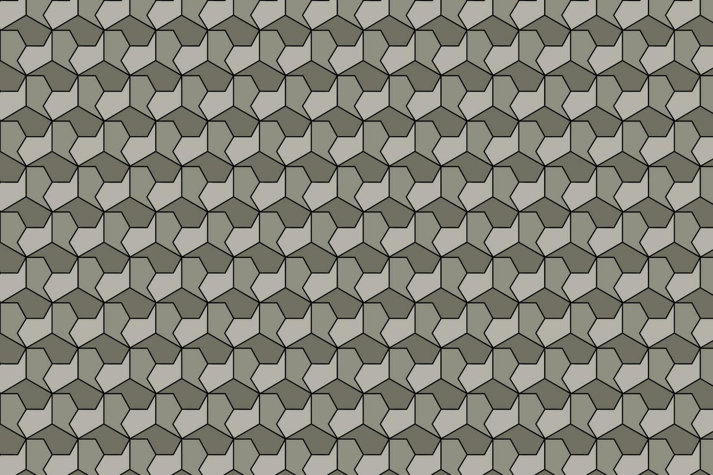 3d gray polygonal cube with black contour mosaic grid background. Seamless pattern of isometric block polygons. vector