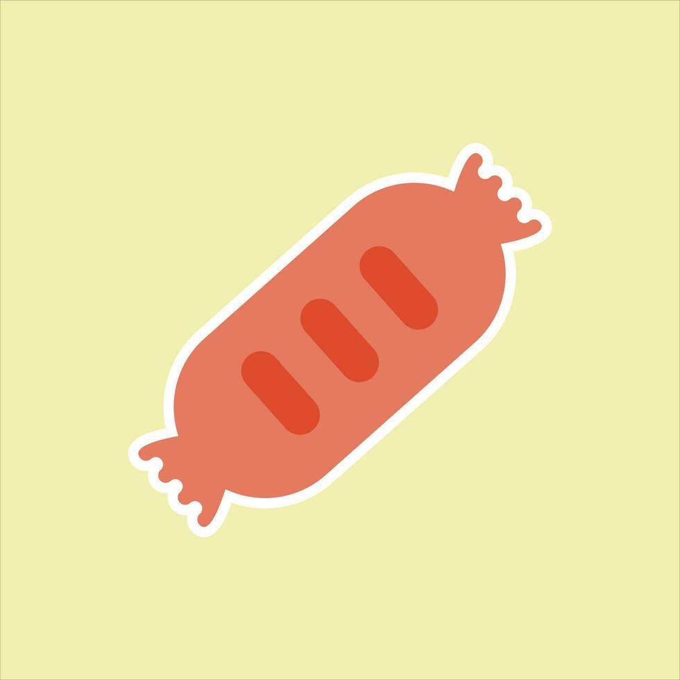 cartoon sausage flat design vector illustration. street food concept, fast food, vector illustration of grilled sausage in cartoon style