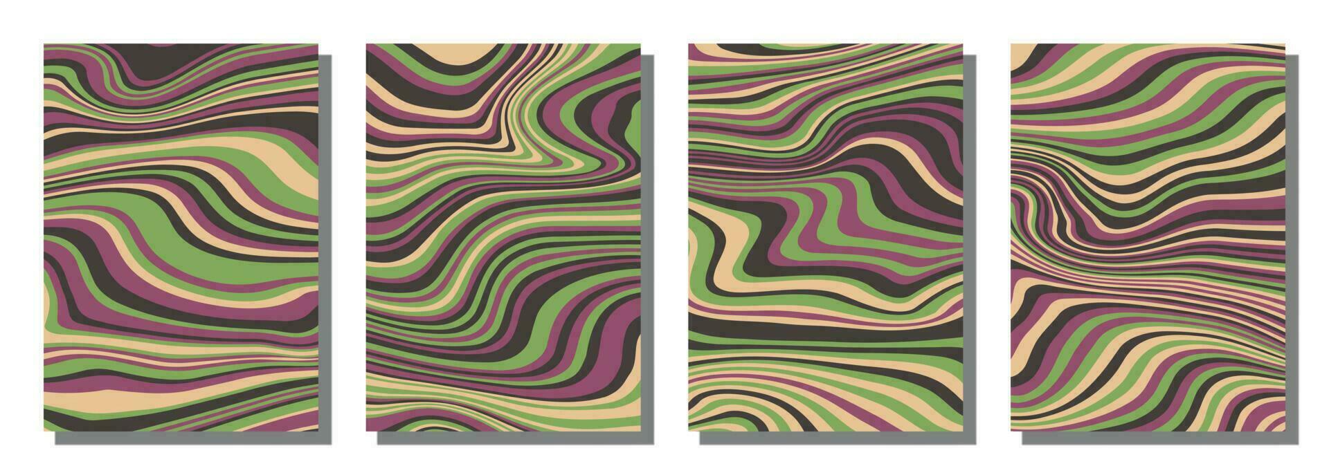 Abstract psychedelic groovy set background. vector