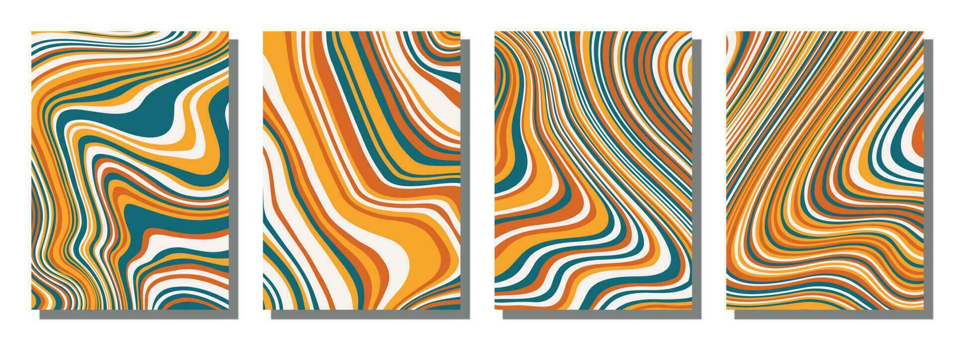 Abstract psychedelic groovy set background. vector