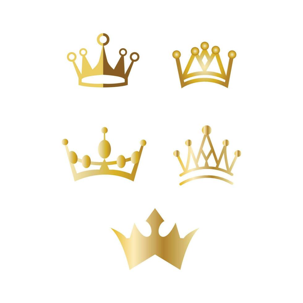 conjunto de dorado corona íconos aislado en blanco antecedentes vector