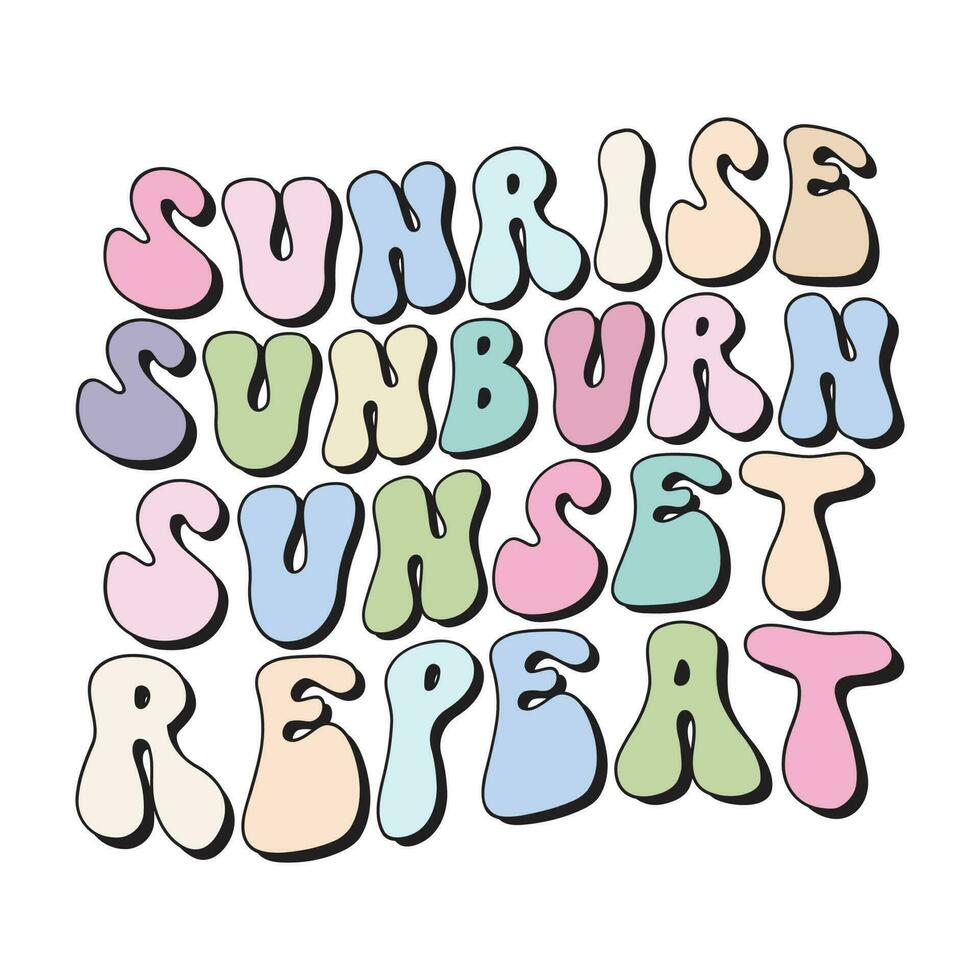 Summer Beach Retro Wavy Vector T-shirt Design