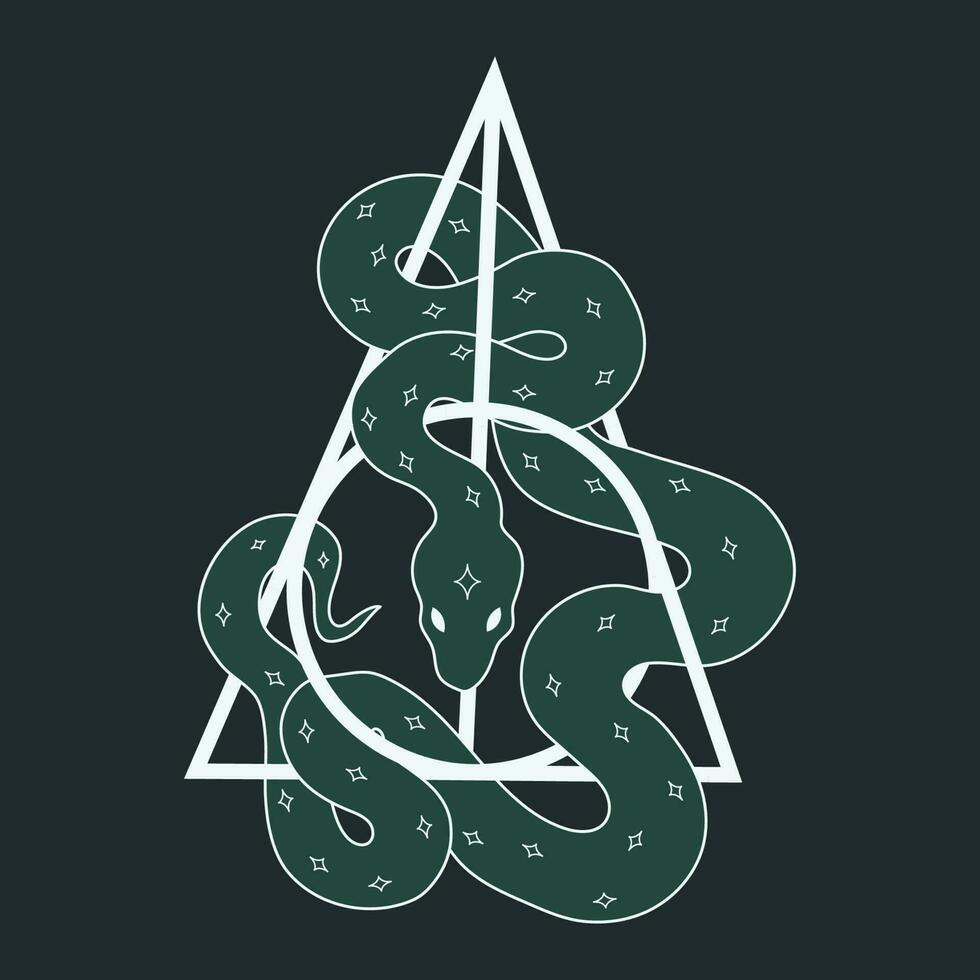 verde serpiente animal mágico salvaje en el magia signo. vector ilustración