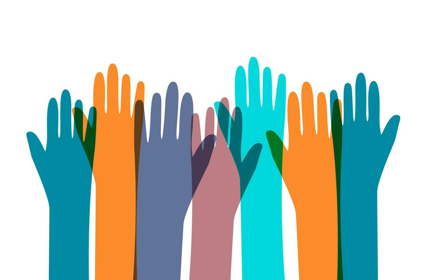 colorful hands silhouettes vector
