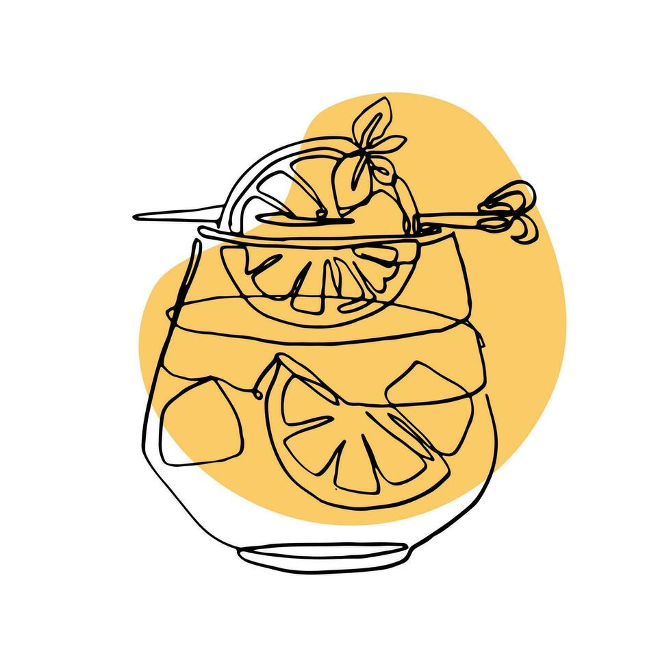continuous line drawing of exotic cocktail drinks. vector