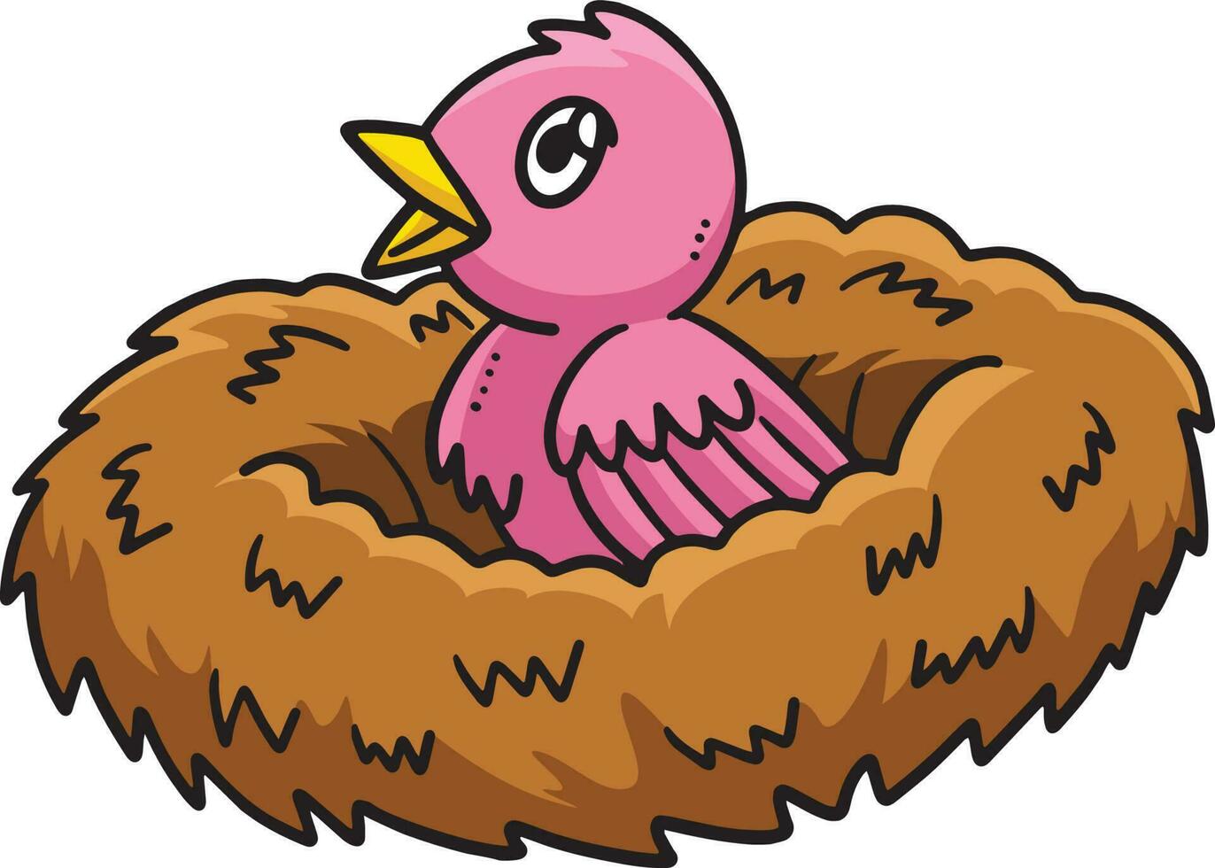 Baby Bird Sitting in the Nest Cartoon Clipart vector