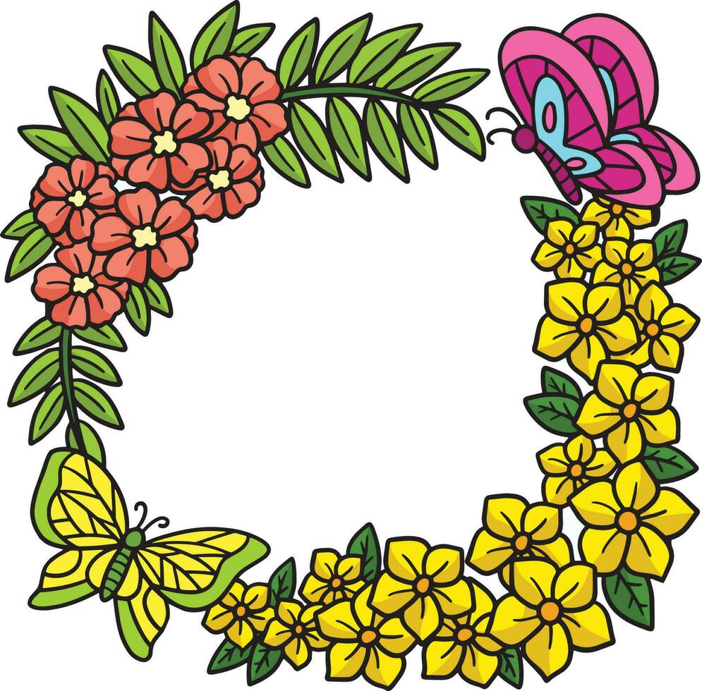 Floral Wreath Cartoon Colored Clipart vector